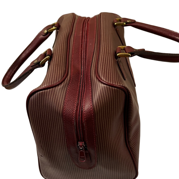 Yves Saint Laurent Burgundy Textured Satchel Boston Bag with Gold Hardware - Picture 14 of 14